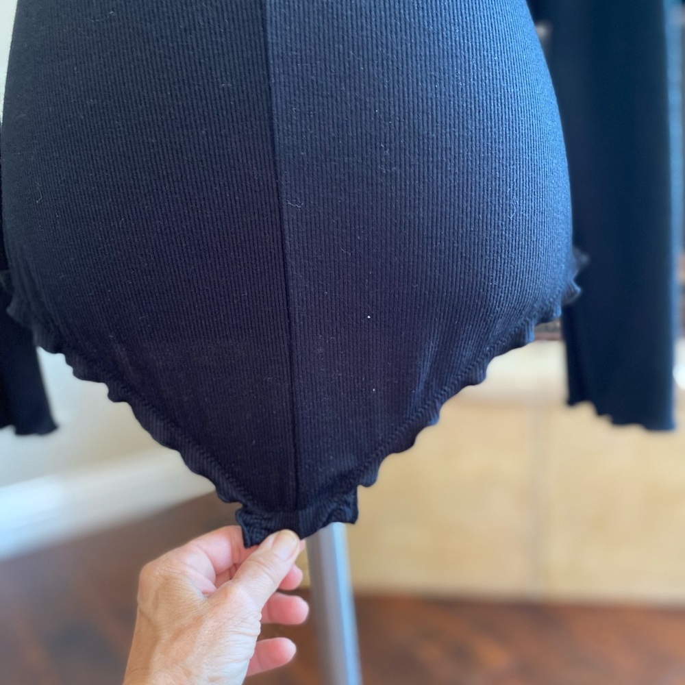 NWT Chelsea Bodysuit Rib knit Long Sleeve Black S - Picture 3 of 7